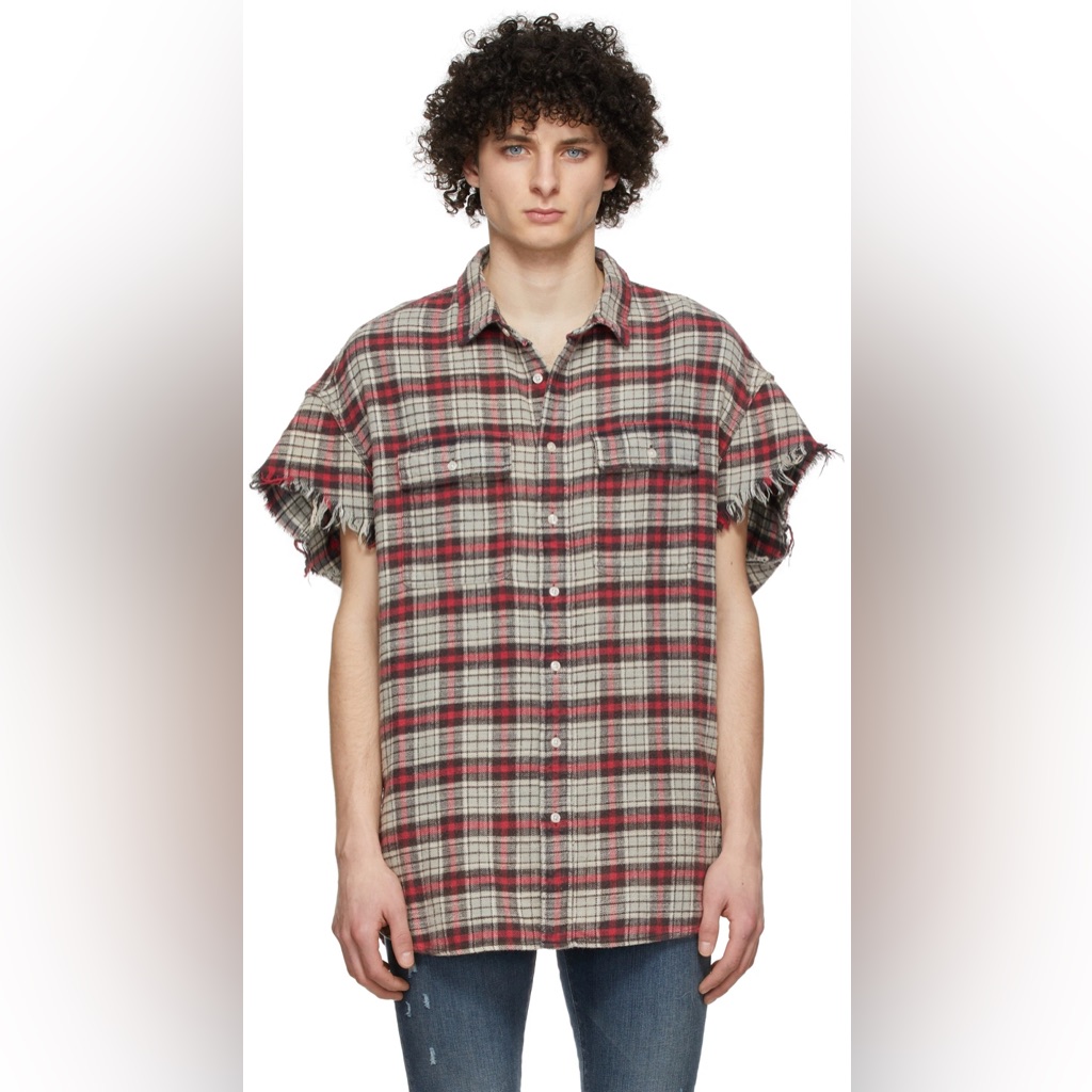 R13 Plaid Oversized Cutoff Shirt Size Xl Brand New With Out Tags 495